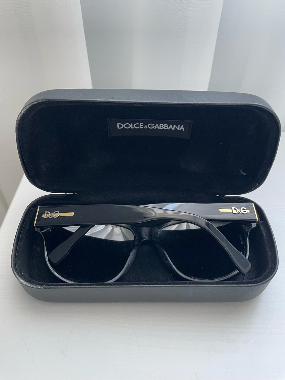 Dolce & Gabbana Black Sunglasses with Gold D&G Accents